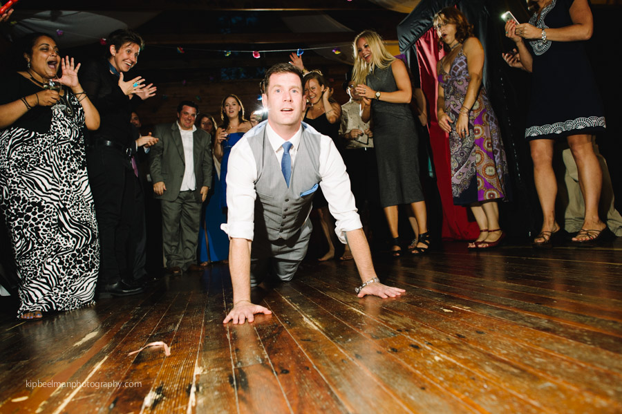 Groom doing the worm